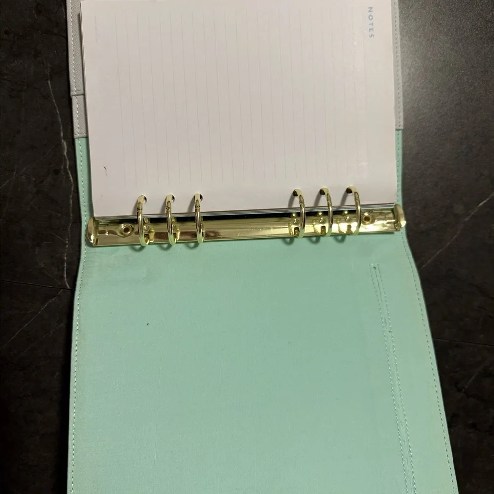 Kikki K Gray Leather Planner with Gold Button